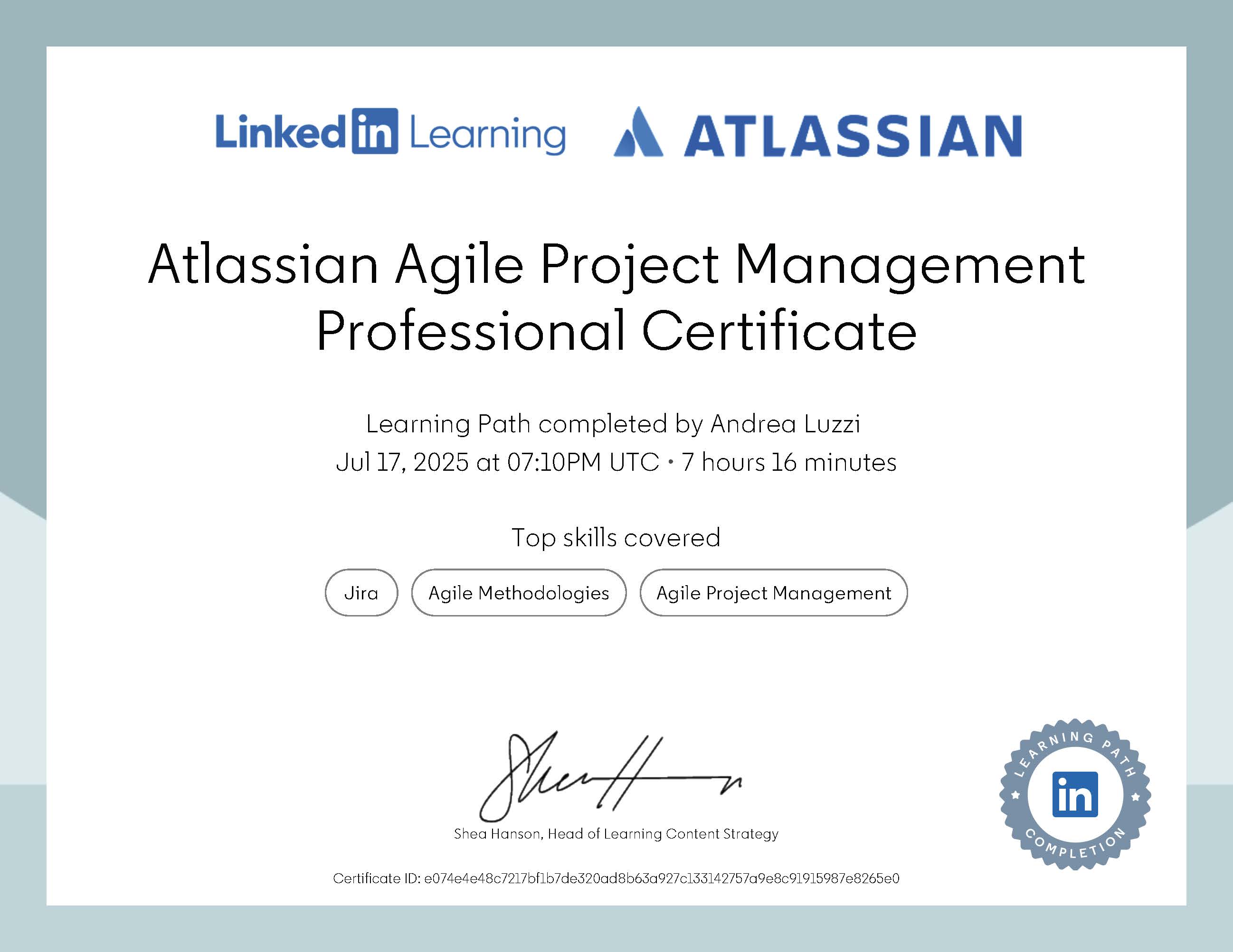 Atlassian Agile Certificate